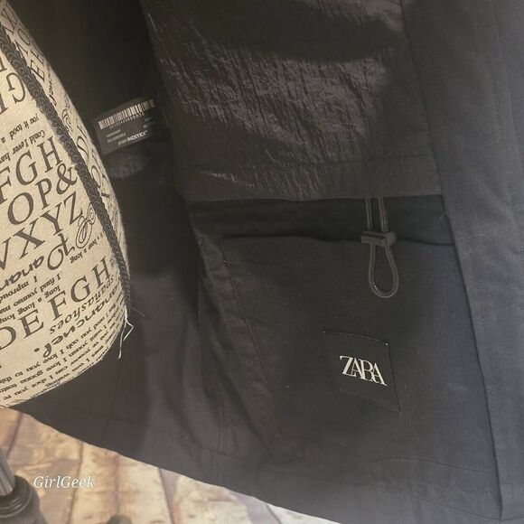 Zara Men's Black Multi Pocket, Utility Windbreaker Medium MSRP $129 - Picture 4 of 10